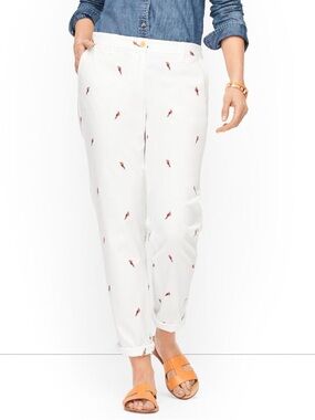 TALBOTS RELAXED CHINOS - embroidered PARROT PRINT SIZE 14P